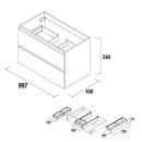 Schrank wandhängend SPIRIT 1000 2 Metallauszug mit...