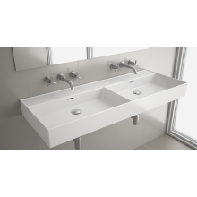 Waschtisch VENETO 1210 doppel PORZELLAN WEIß ohne Siphon und Clickerabfluss ohne bohrungen 1210 x 120 x 460 mm