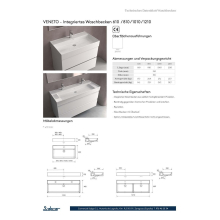 Waschtisch VENETO 1210 doppel PORZELLAN WEIß ohne Siphon und Clickerabfluss ohne bohrungen 1210 x 120 x 460 mm