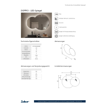 Spiegel DOPPIO Doppelrundschreiben mit LED-Leuchte (20 W-4000ºK.) IP44 1150 x 800 mm
