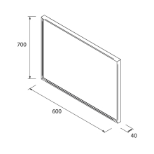 Spiegel MITO LINE 600 vertikal mit LED-Leuchte (7 W - 4000ºK) IP44 600 x 700 mm