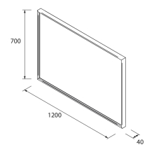 Spiegel MITO LINE 1200 horizontal mit LED-Leuchte (7 W - 4000ºK) IP-44 1200 x 700 mm