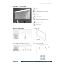Spiegel ORLEANS 800 Horizontal Wandspiege, mit LED-leuchte (12+22 W-5700ºK) IP 44 800 x 700 mm