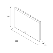 Spiegel ORLEANS 800 Horizontal Wandspiege, mit LED-leuchte (12+22 W-5700ºK) IP 44 800 x 700 mm
