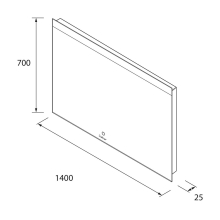 Spiegel ORLEANS 1400 Horizontal Wandspiege, mit LED-leuchte (30+36 W-5700ºK) IP 44 1400 x 700 mm