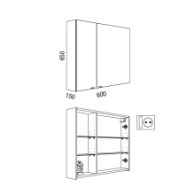 Spiegelschrank ALLIANCE 600 2 doppelte Spiegeltüren600 x 650 x 150 mm