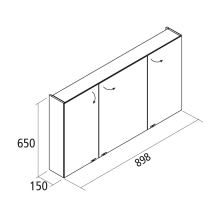 Spiegelschrank ALLIANCE 900 3 doppelte Spiegeltüren900 x 650 x 150 mm