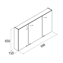 Spiegelschrank ALLIANCE 1000 3 doppelte Spiegeltüren1000 x 650 x 150 mm