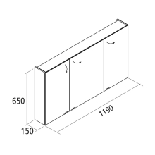 Spiegelschrank ALLIANCE 1200 3 doppelte Spiegeltüren1200 x 650 x 150 mm