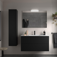 Komplett-Set OPTIMUS 800 BLACK SATIN + Waschtisch + Spiegel + Leuchte