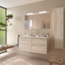 Komplett-Set OPTIMUS 1200 NATURAL + Waschtisch + Spiegel + Leuchte
