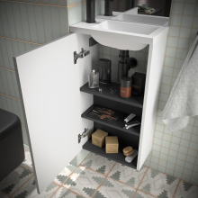 Komplett-Set MARVILLE WHITE GLOSS + Waschtisch + Spiegel + Leuchte