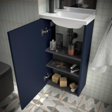 Komplett-Set MARVILLE BLUE SATIN + Waschtisch + Spiegel + Leuchte