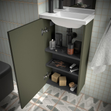 Komplett-Set MARVILLE GREEN SATIN + Waschtisch + Spiegel + Leuchte