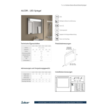 Salger Spiegel ALCOR 600 mit Led-Leuchte und Anti-Beschlag 600 x 700 mm