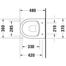 Duravit Wand-WC ME by Starck Compact 480 mm Tiefspüler, rimless, Durafix, weiss
