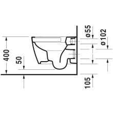 Duravit Wand-WC ME by Starck Compact 480 mm Tiefspüler, rimless, Durafix, weiss