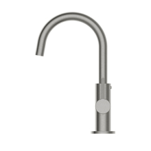 Herzbach DEEP iX Waschtisch-Einlochbatterie Slim M-Size Griff seitlich mit PUSH-Ablauf Edelstahl