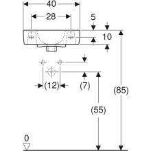 Geberit Handwaschbecken Renova Compact mit Hahnloch R, mit ÜL 400x250mm weiß