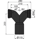 alcadrain M909 Doppelbogen 90° mit Dichtung