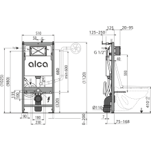 alcadrain WC Sanitärmodul AM120/1120 Vorwandinstallationssystem für WC mit Bidetfunktion