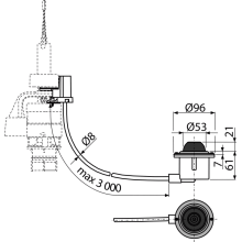 Alcadrain MPO12 Pneumatische Fernauslösung, Fußbetätigung, Metall, für Bodeneinbau