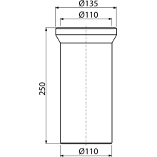 Alcadrain Anschluss für Stand-WC, gerade, DN 110, Länge 250 mm, PP, weiß