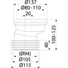 Alcadrain A991-20  WC-Anschlussmanschette exentrisch 20 mm DN110 weiß