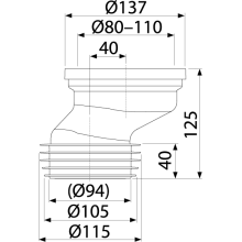 Alcadrain A991-40  WC-Anschlussmanschette exentrisch 40 mm DN110 weiß