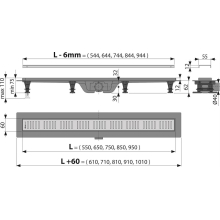 Alcadrain APZ10 Simple Duschrinne mit Rand für den perforierten Rost chrom