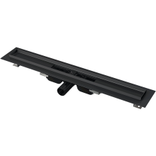 Alcadrain APZ101BLACK Low Duschrinne mit Rand für den perforierten Rost, Schwarz-Matt