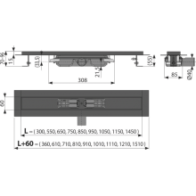 Alcadrain APZ101BLACK Low Duschrinne mit Rand für den perforierten Rost, Schwarz-Matt