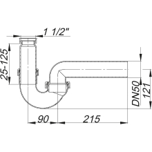 Dallmer Röhren-Siphon 100/0 ohne Waschgeräte-Anschluss 11/2 xDN 50