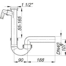 Dallmer Röhren-Siphon 100/1 m 1 Waschgeräte-Anschluss 11/2 xDN 40