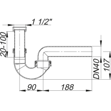 Dallmer Röhren-Siphon 100/0 ohne Waschgeräte-Anschluss 11/2 xDN 40