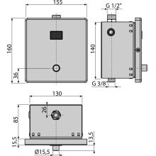 Alcadrain ASP4-KT Automatischer Urinal-Spüler mit manueller Steuerung, Metall, 12 V (Netzversorgung)