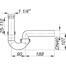 Dallmer Röhren-Siphon 100/0 ohne Waschgeräte-Anschluss 11/4 xDN 40