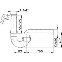Dallmer Röhren-Siphon 100/1 m 1 Waschgeräte-Anschluss 11/4 xDN 40