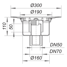 Dallmer Ablaufgehäuse 61 HT Serie 15, ohne Zulauf DN 50/70