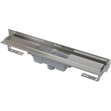 Alcadrain APZ1004 FlexibleDuschrinne mit Rand für den perforierten Rost und mit einstellbarem Kragen zur Wand, Abfluss senkrecht