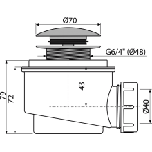 Alcadrain A465C-50 Ablaufgarnitur CLICK/CLACK für die Duschwannen, Metall Ø 50