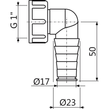 Alcadrain Gerätenanschluss komplett G1" 17–23 mm Schlauchanschluss
