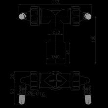 Alcadrain P157Z Doppelanschluss komplett DN40 / DN32  8 –16 mm Schlauchanschluss mit Rückschlagklappen