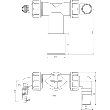 Alcadrain P156Z Doppelanschluss komplett DN40 / DN32  8 –23 mm Schlauchanschluss mit Rückschlagklappen