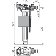 Alcadrain Füllventil A160P-3/8 für Kunststoff-Spülkasten, seitlich, Metallgew.