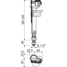 Alcadrain Füllventil A18-1/2" für Keramik-Spülkasten,Zulauf von unten, Metallgewinde
