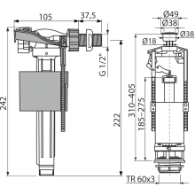 Alcadrain Spülgarnitur mit STOP-Taste SA2000K 1/2" CHROM
