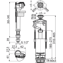 Alcadrain Spülgarnitur mit STOP-Taste SA2000SK 1/2" CHROM