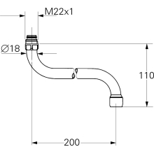 Grohe S-Auslauf Verschraubung M 22 x 1 Ausladung 200mm