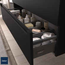Waschtischunterschrank MONTERREY 1000 1 Metallschublade mit Softeinzug BLACK VELVET 997 x 270 x 450 mm
